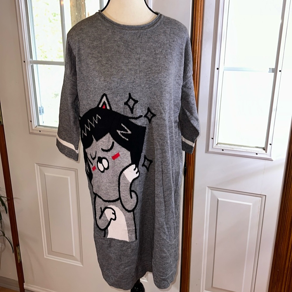 Wool-blend Cat Sweater Dress